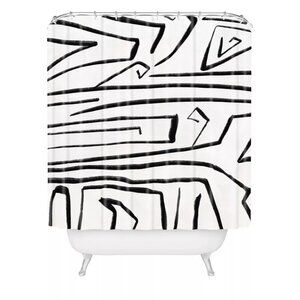 Viviana Gonzalez Black & White Geo Modern Improvisation Shower Curtain 69" x 72"